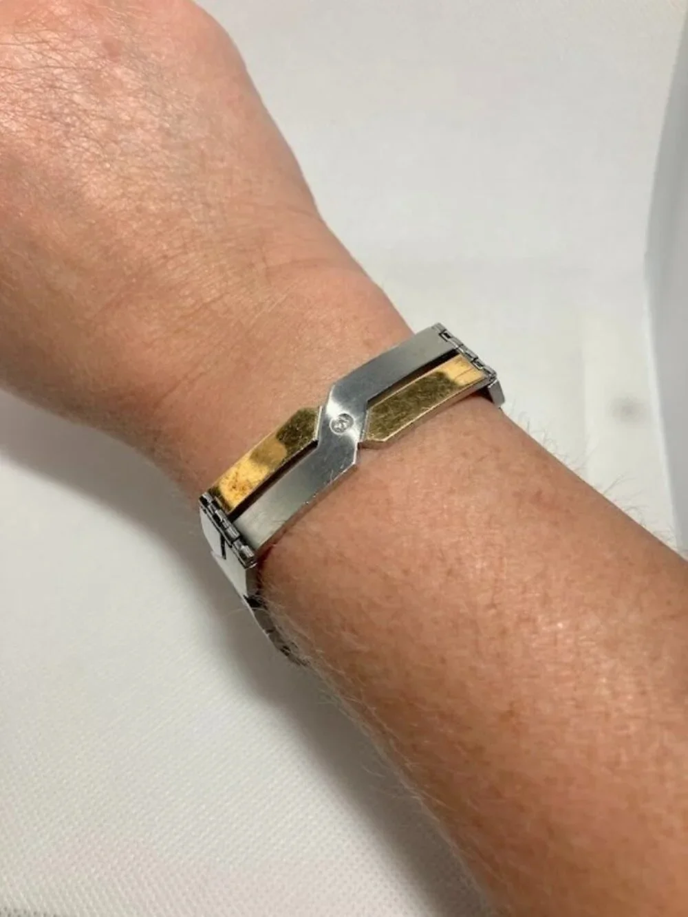 Dolan Bullock Vintage Mens Milan Diamond Two-Tone Bracelet 18k Stainless Steel